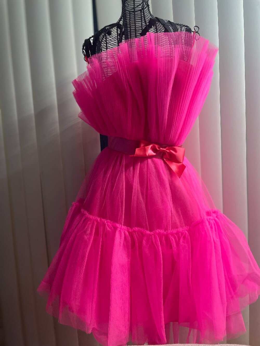 Vintage Pink Tulle Party Dress Barbiecore Princess Cocktail Dress